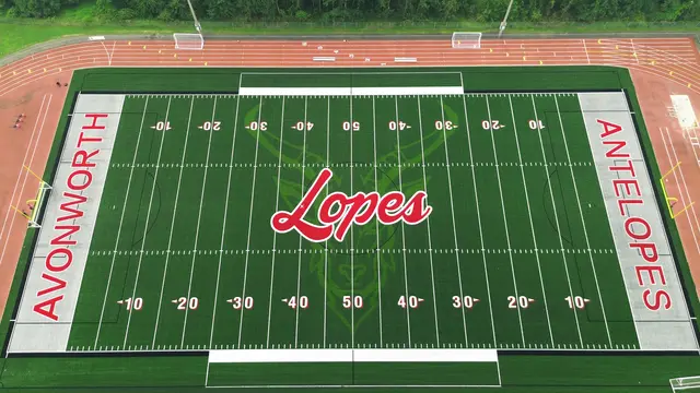 Avonworth High School turf field with football and soccer markings