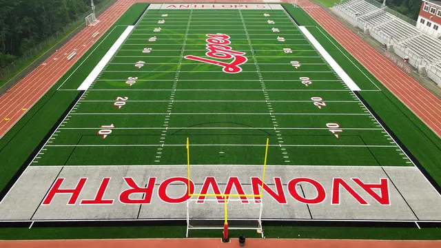 Avonworth football field viewed from the AVONWORTH end zone