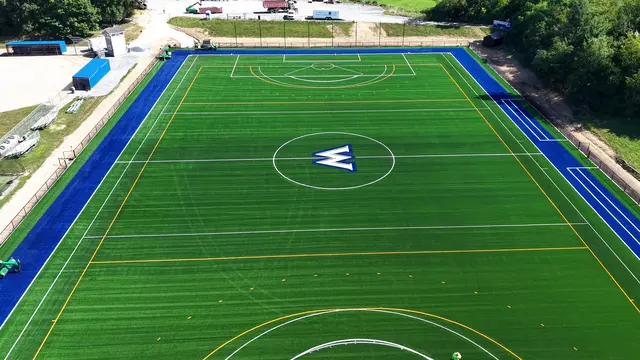 View along the length of Kris’s Meadow field toward the goal